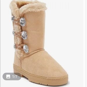 New Bebe girls suede rhinestone boots